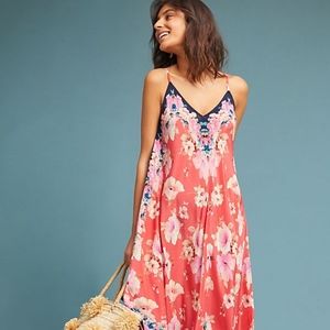 Tolani Silk Floral Handkerchief Hem Dress, M